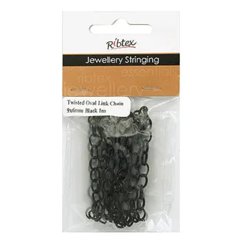 9mm x 6mm Metal Alloy Twisted Oval Link Chain (available in 6 colours)
